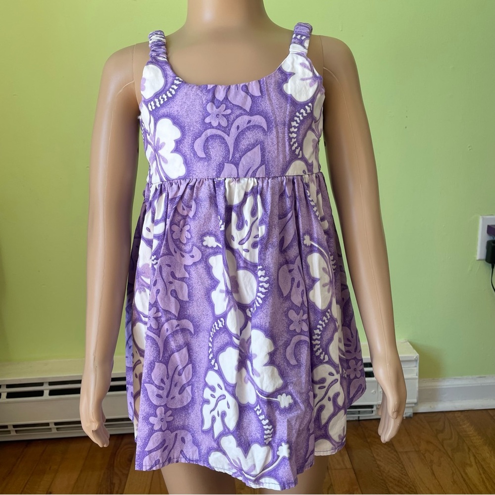 KYS MADE IN HAWAII PURPLE HIBISCUS FLOWER GRAPHIC PRINT DRESS SIZE 4T BEACH SURF